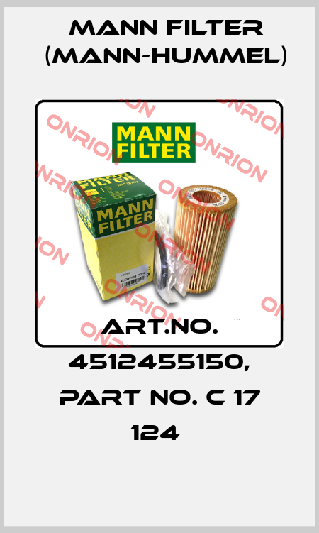 Art.No. 4512455150, Part No. C 17 124  Mann Filter (Mann-Hummel)