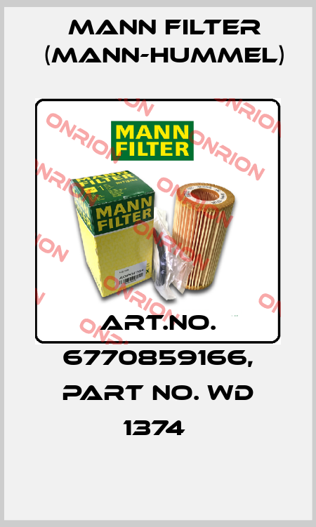 Art.No. 6770859166, Part No. WD 1374  Mann Filter (Mann-Hummel)