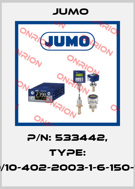 p/n: 533442, Type: 902030/10-402-2003-1-6-150-104/000 Jumo
