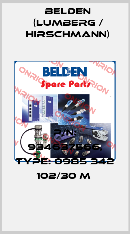 P/N: 934637566, Type: 0985 342 102/30 M  Belden (Lumberg / Hirschmann)