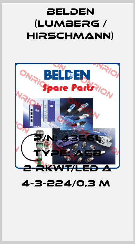 P/N: 43561, Type: ASB 2-RKWT/LED A 4-3-224/0,3 M  Belden (Lumberg / Hirschmann)