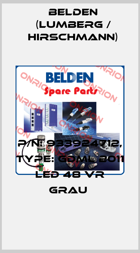 P/N: 933924712, Type: GDML 2011 LED 48 VR grau  Belden (Lumberg / Hirschmann)