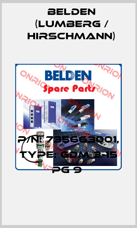 P/N: 735663001, Type: GDM 3-15 PG 9  Belden (Lumberg / Hirschmann)