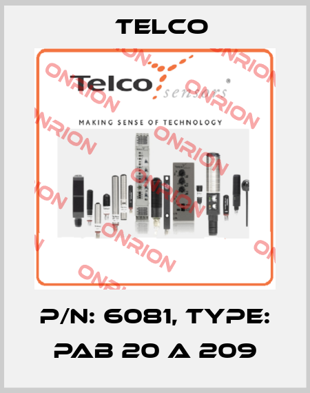 p/n: 6081, Type: PAB 20 A 209 Telco