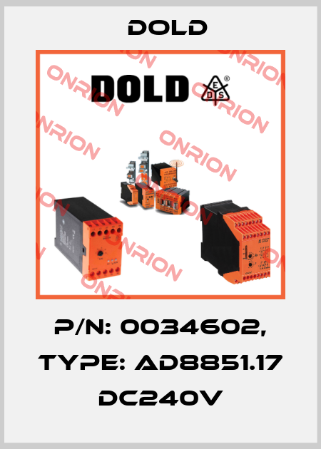 p/n: 0034602, Type: AD8851.17 DC240V Dold