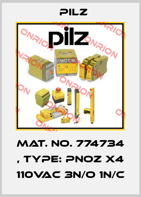 Mat. No. 774734 , Type: PNOZ X4 110VAC 3n/o 1n/c Pilz