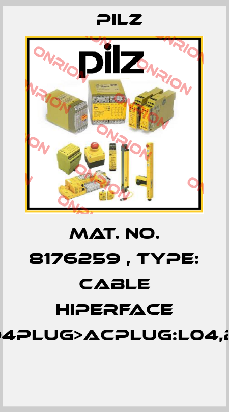 Mat. No. 8176259 , Type: Cable Hiperface DD4plug>ACplug:L04,2m  Pilz