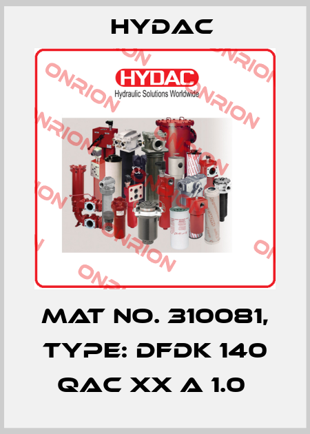 Mat No. 310081, Type: DFDK 140 QAC XX A 1.0  Hydac