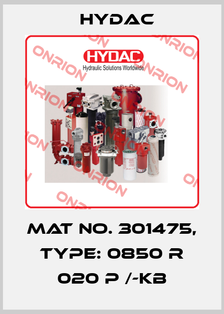 Mat No. 301475, Type: 0850 R 020 P /-KB Hydac