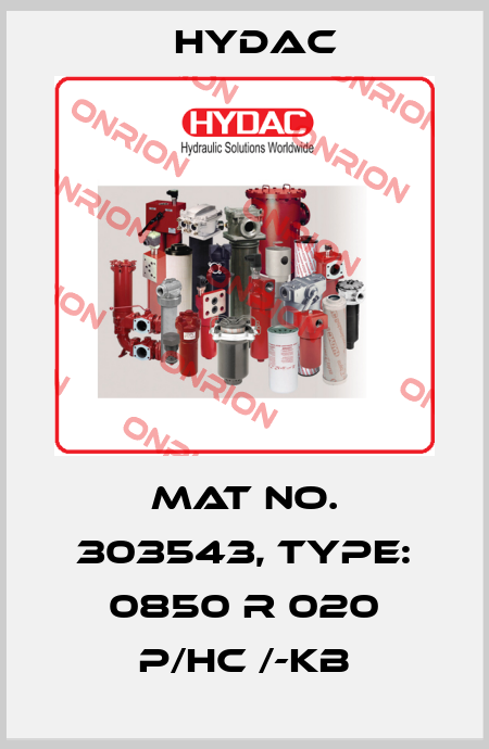 Mat No. 303543, Type: 0850 R 020 P/HC /-KB Hydac