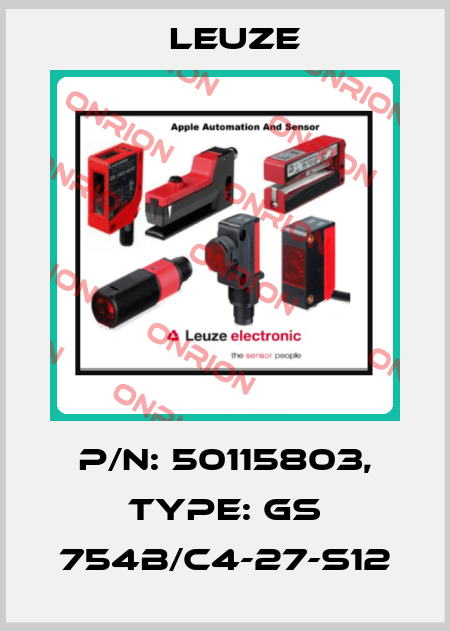 p/n: 50115803, Type: GS 754B/C4-27-S12 Leuze