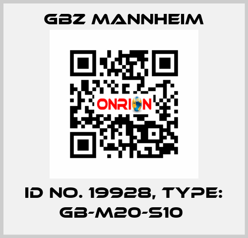 Id No. 19928, Type: GB-M20-S10  GBZ MANNHEIM