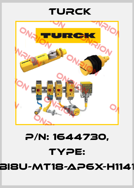 p/n: 1644730, Type: BI8U-MT18-AP6X-H1141 Turck