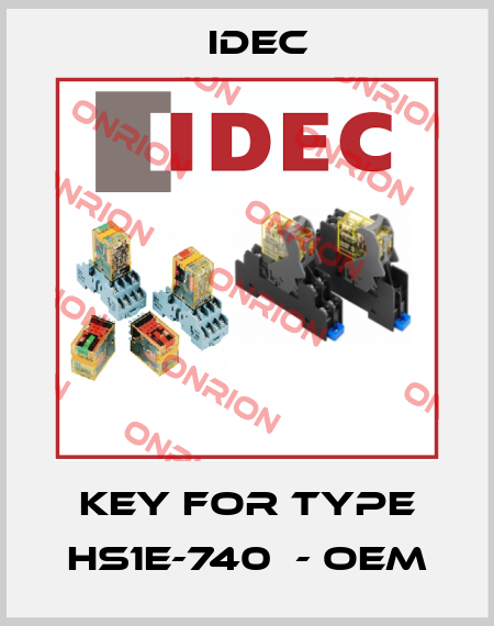 KEY FOR TYPE HS1E-740  - OEM Idec