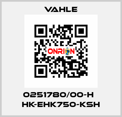 0251780/00-H    HK-EHK750-KSH  Vahle