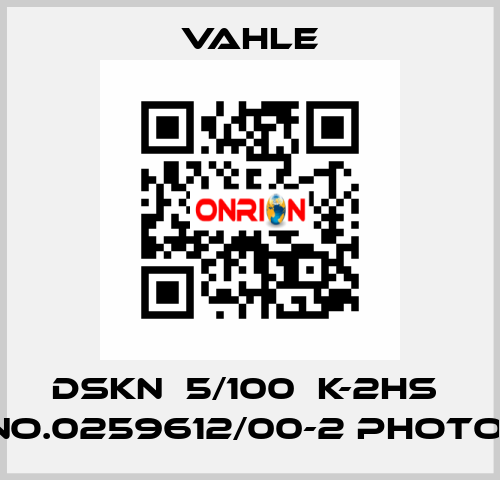 DSKN  5/100  K-2HS  NO.0259612/00-2 photo  Vahle