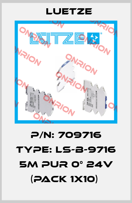 P/N: 709716 Type: LS-B-9716 5m PUR 0° 24V (pack 1x10)  Luetze