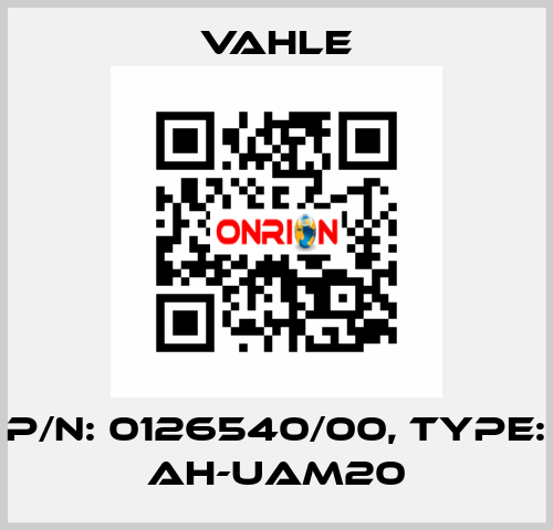 P/n: 0126540/00, Type: AH-UAM20 Vahle