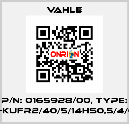 P/n: 0165928/00, Type: SA-KUFR2/40/5/14HS0,5/4/6/6 Vahle