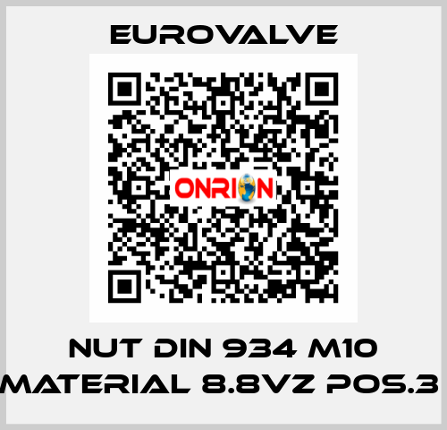 NUT DIN 934 M10 MATERIAL 8.8VZ POS.3  Eurovalve