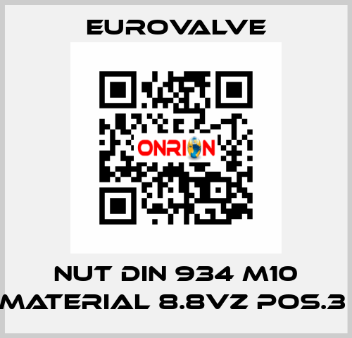 NUT DIN 934 M10 MATERIAL 8.8VZ POS.3  Eurovalve