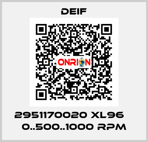 2951170020 XL96    0..500..1000 RPM Deif