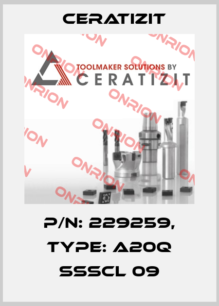 P/N: 229259, Type: A20Q SSSCL 09 Ceratizit
