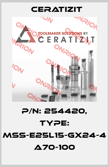 P/N: 254420, Type: MSS-E25L15-GX24-4 A70-100 Ceratizit
