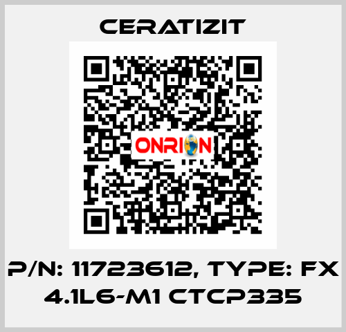 P/N: 11723612, Type: FX 4.1L6-M1 CTCP335 Ceratizit