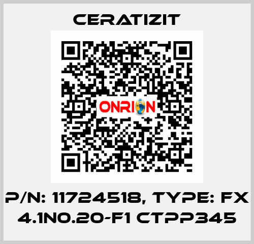 P/N: 11724518, Type: FX 4.1N0.20-F1 CTPP345 Ceratizit