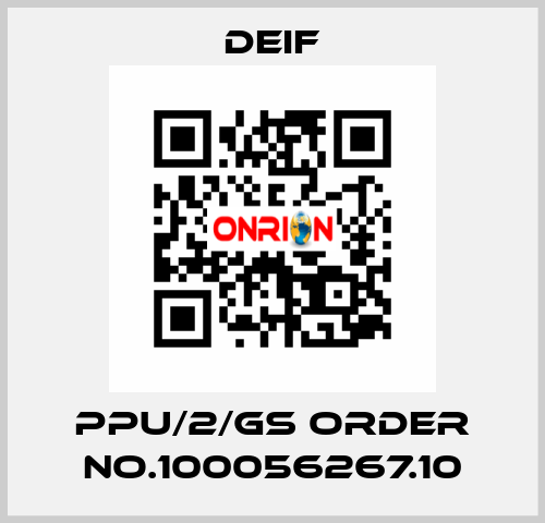 PPU/2/Gs ORDER No.100056267.10 Deif