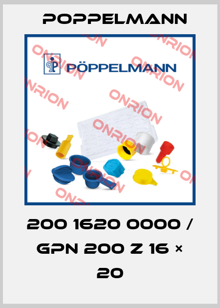 200 1620 0000 / GPN 200 Z 16 × 20 Poppelmann