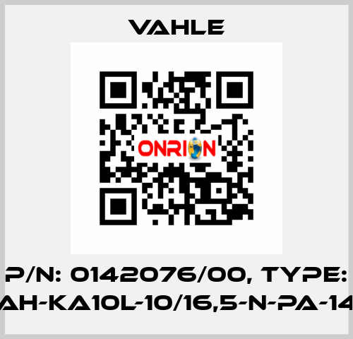 P/n: 0142076/00, Type: AH-KA10L-10/16,5-N-PA-14 Vahle