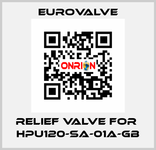 Relief valve for  HPU120-SA-01A-GB Eurovalve