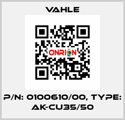 P/n: 0100610/00, Type: AK-CU35/50 Vahle