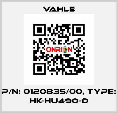 P/n: 0120835/00, Type: HK-HU490-D Vahle