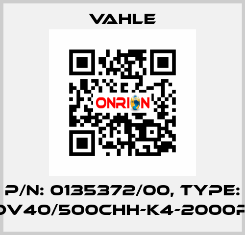 P/n: 0135372/00, Type: DT-UDV40/500CHH-K4-2000PH-DB Vahle