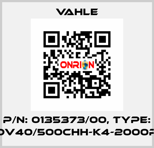 P/n: 0135373/00, Type: DT-UDV40/500CHH-K4-2000PE-CB Vahle