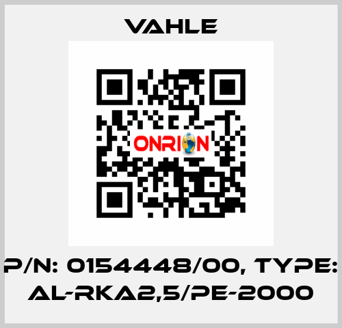 P/n: 0154448/00, Type: AL-RKA2,5/PE-2000 Vahle