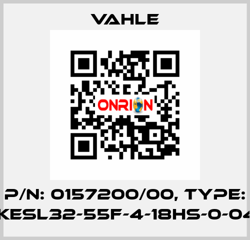 P/n: 0157200/00, Type: SA-KESL32-55F-4-18HS-0-04-04 Vahle