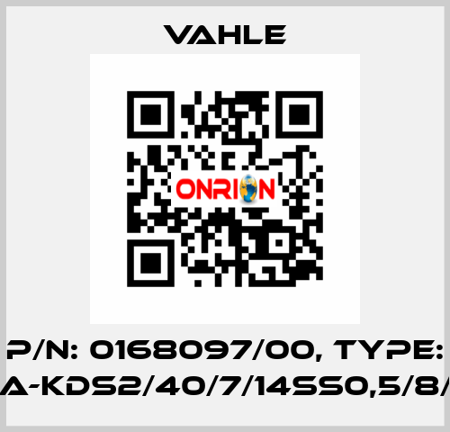 P/n: 0168097/00, Type: SA-KDS2/40/7/14SS0,5/8/8 Vahle