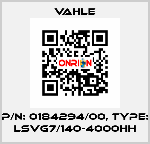 P/n: 0184294/00, Type: LSVG7/140-4000HH Vahle