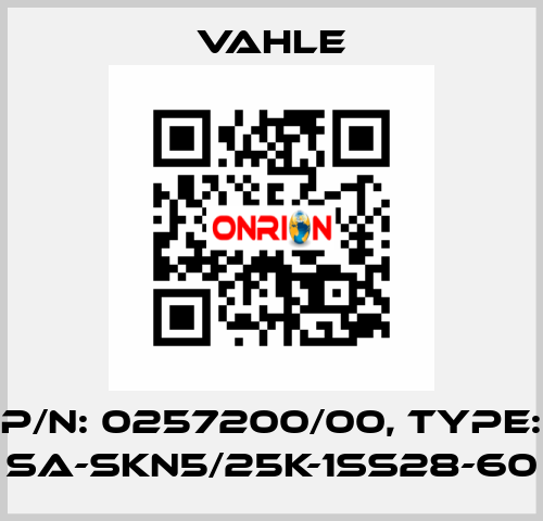 P/n: 0257200/00, Type: SA-SKN5/25K-1SS28-60 Vahle