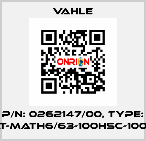 P/n: 0262147/00, Type: AT-MATH6/63-100HSC-1000 Vahle