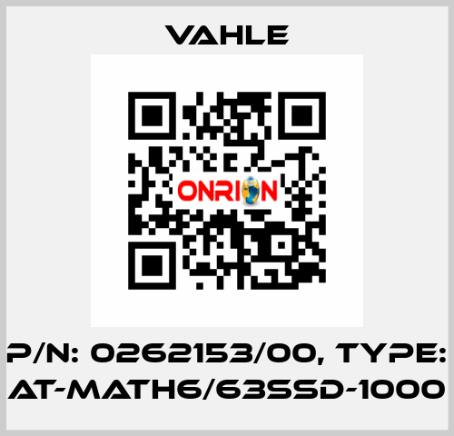 P/n: 0262153/00, Type: AT-MATH6/63SSD-1000 Vahle