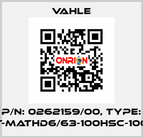 P/n: 0262159/00, Type: AT-MATHD6/63-100HSC-1000 Vahle