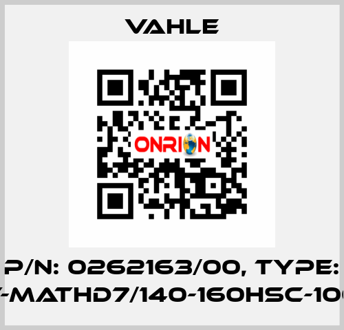 P/n: 0262163/00, Type: AT-MATHD7/140-160HSC-1000 Vahle