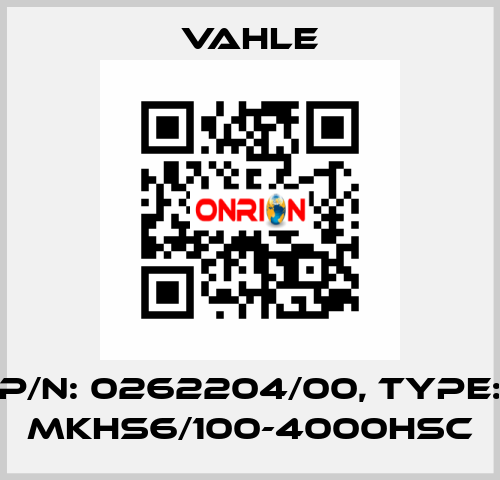 P/n: 0262204/00, Type: MKHS6/100-4000HSC Vahle