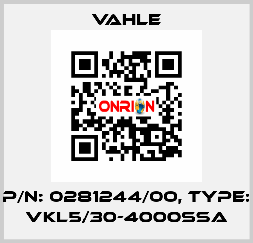 P/n: 0281244/00, Type: VKL5/30-4000SSA Vahle