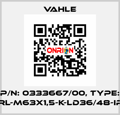 P/n: 0333667/00, Type: LV-RL-M63X1,5-K-LD36/48-IP68 Vahle